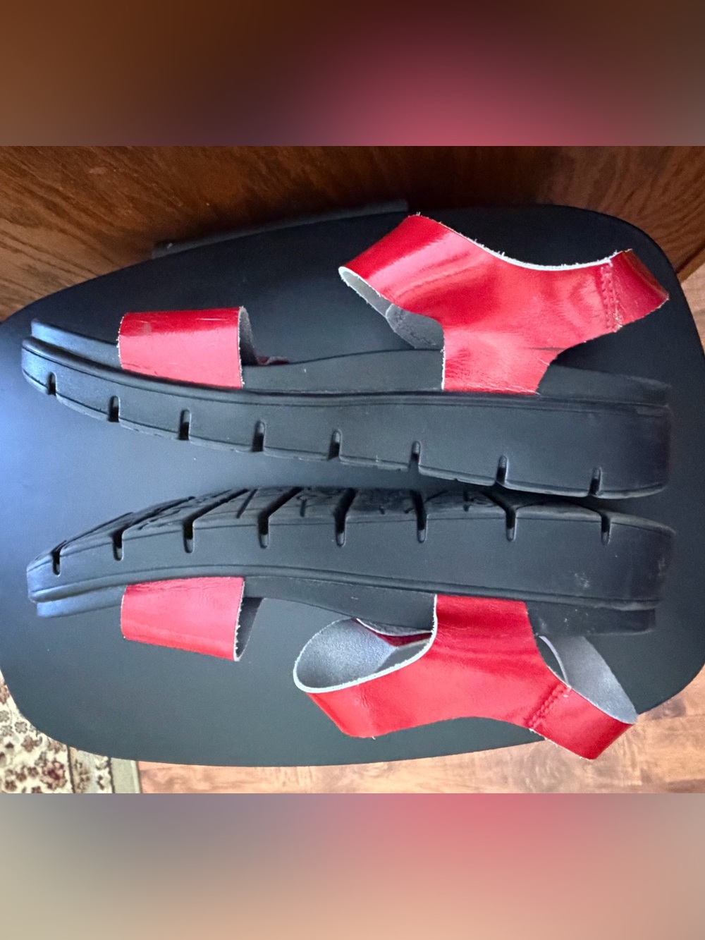 Women's Red Platform Sandals with Black Sole